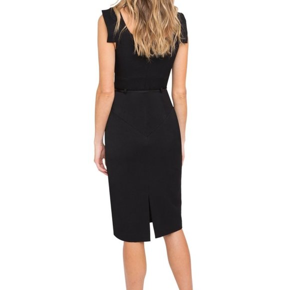 Black Halo Jackie O belted Black Sheath 2,4,6,8,10,12 - Picture 3 of 5